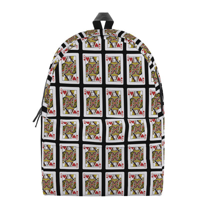Queen Of Hearts Playing Card Pattern Print Backpack