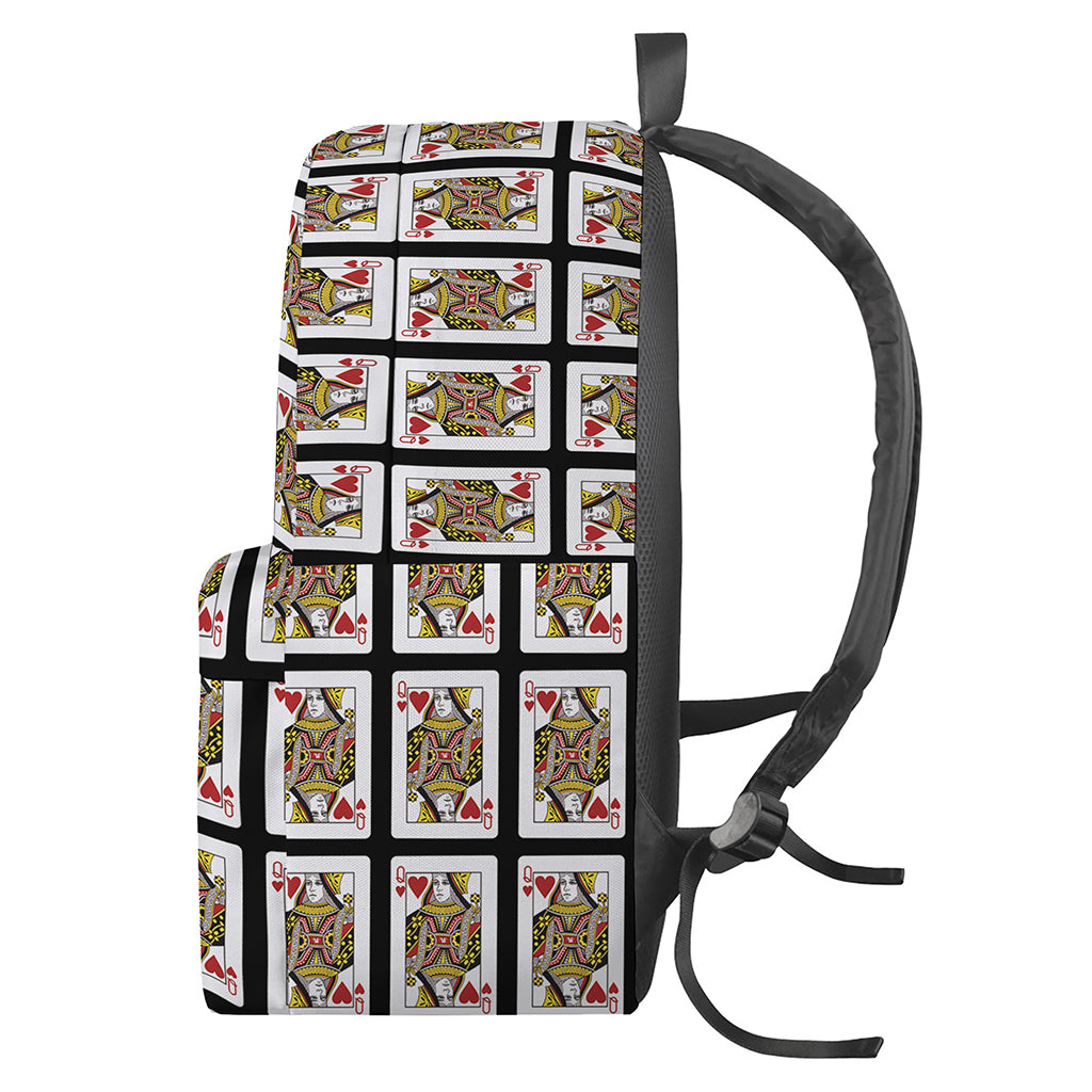 Queen Of Hearts Playing Card Pattern Print Backpack