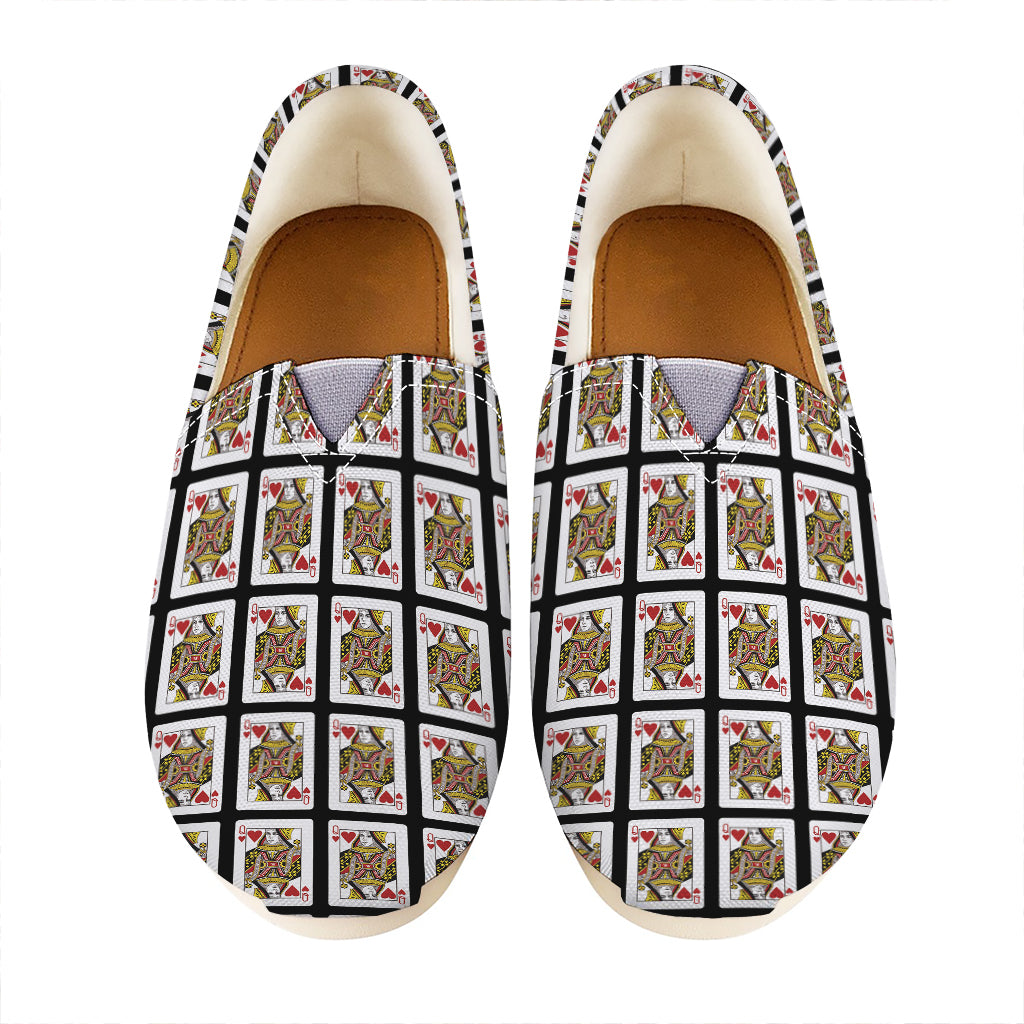 Queen Of Hearts Playing Card Pattern Print Casual Shoes