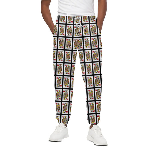 Queen Of Hearts Playing Card Pattern Print Cotton Pants