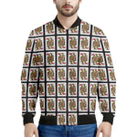 Queen Of Hearts Playing Card Pattern Print Men's Bomber Jacket