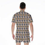 Queen Of Hearts Playing Card Pattern Print Men's Rompers