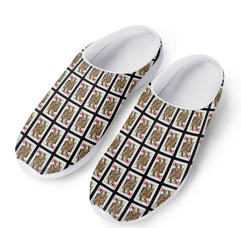 Queen Of Hearts Playing Card Pattern Print Mesh Casual Shoes