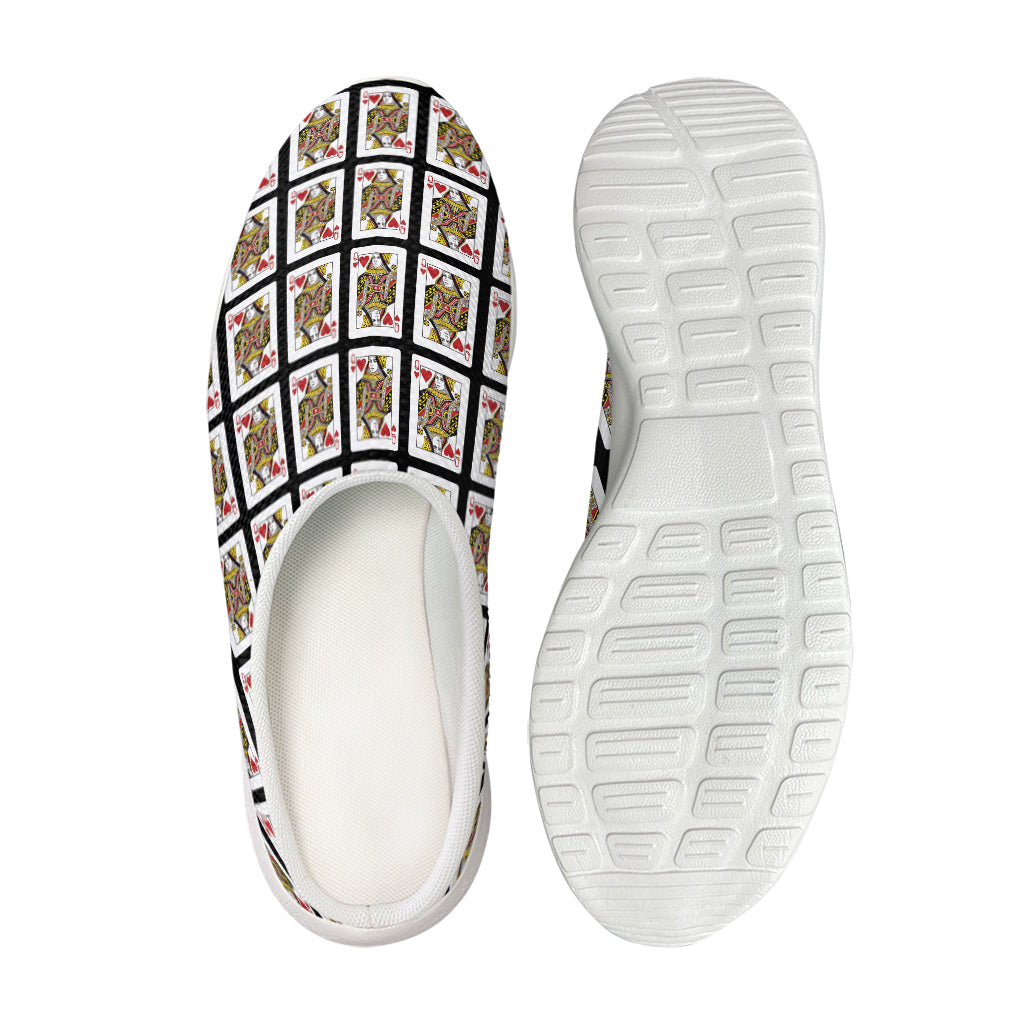 Queen Of Hearts Playing Card Pattern Print Mesh Casual Shoes
