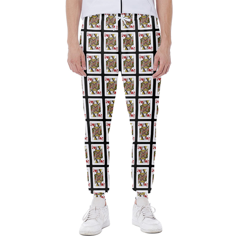 Queen Of Hearts Playing Card Pattern Print Scuba Joggers