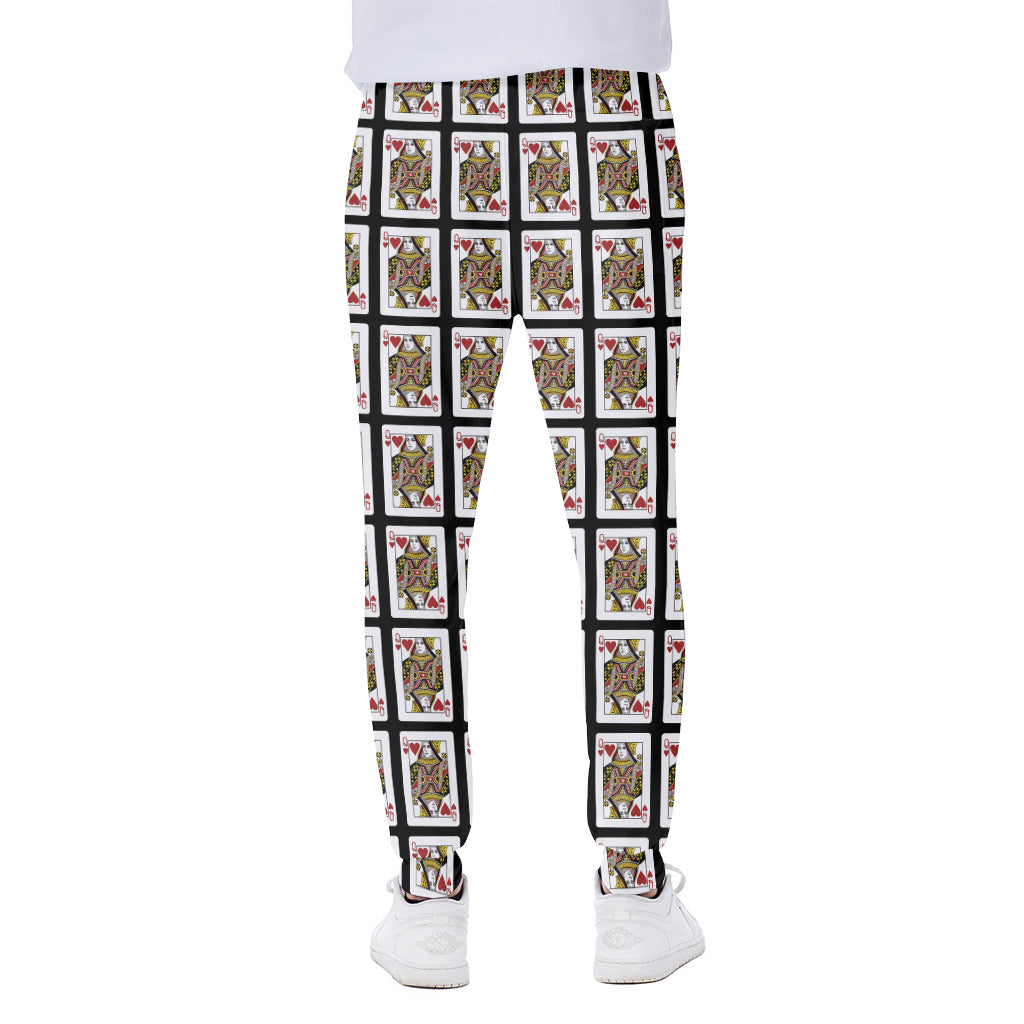 Queen Of Hearts Playing Card Pattern Print Scuba Joggers