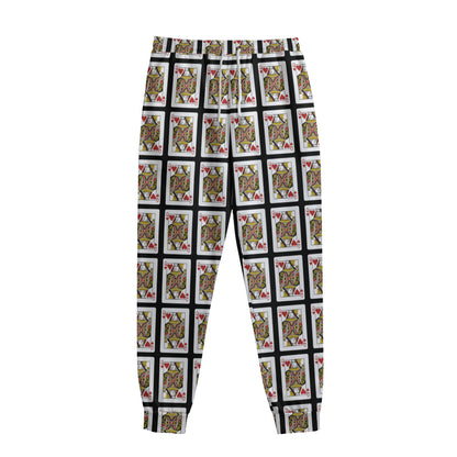Queen Of Hearts Playing Card Pattern Print Sweatpants