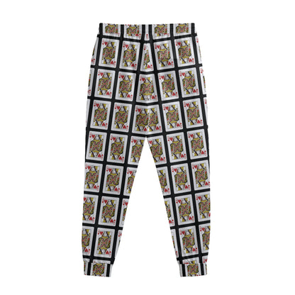 Queen Of Hearts Playing Card Pattern Print Sweatpants