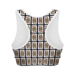 Queen Of Hearts Playing Card Pattern Print Women's Sports Bra