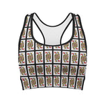 Queen Of Hearts Playing Card Pattern Print Women's Sports Bra