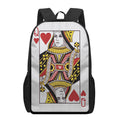 Queen Of Hearts Playing Card Print 17 Inch Backpack