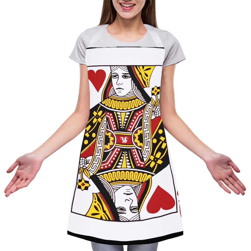 Queen Of Hearts Playing Card Print Adjustable Apron
