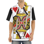 Queen Of Hearts Playing Card Print Aloha Shirt