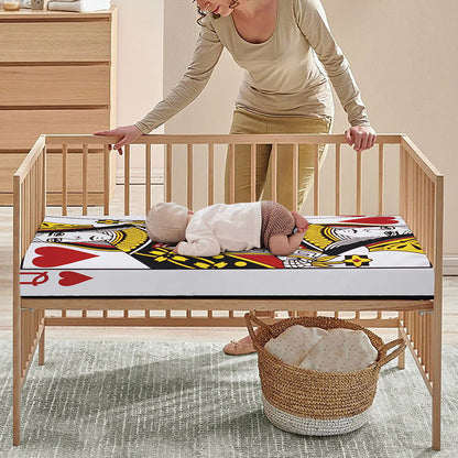 Queen Of Hearts Playing Card Print Baby Crib Sheet