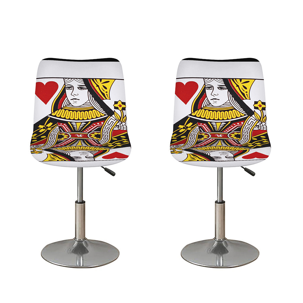 Queen Of Hearts Playing Card Print Bar Stool Covers