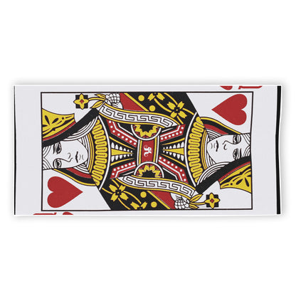 Queen Of Hearts Playing Card Print Beach Towel