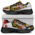 Queen Of Hearts Playing Card Print Black Chunky Shoes