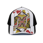 Queen Of Hearts Playing Card Print Black Mesh Trucker Cap