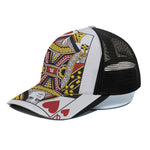 Queen Of Hearts Playing Card Print Black Mesh Trucker Cap