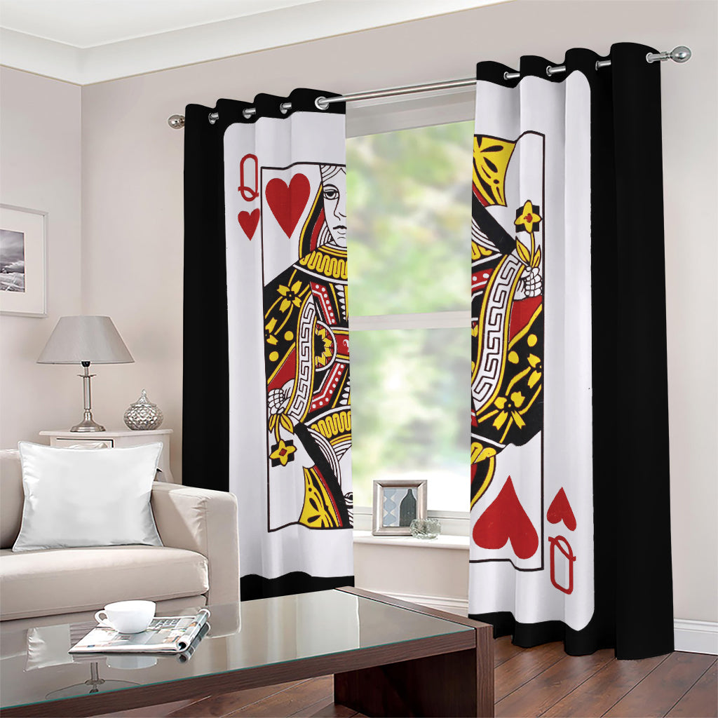 Queen Of Hearts Playing Card Print Blackout Grommet Curtains