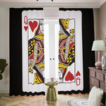 Queen Of Hearts Playing Card Print Blackout Pencil Pleat Curtains