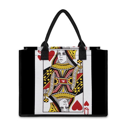 Queen Of Hearts Playing Card Print Canvas Tote Bag