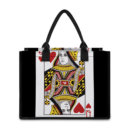 Queen Of Hearts Playing Card Print Canvas Tote Bag