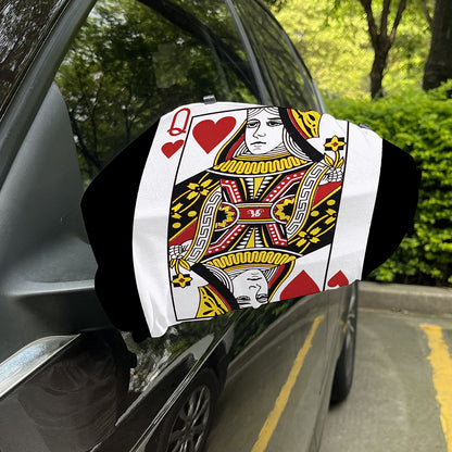 Queen Of Hearts Playing Card Print Car Side Mirror Covers