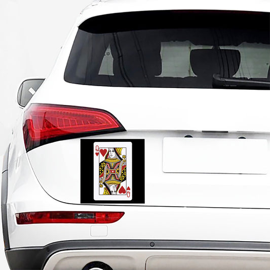 Queen Of Hearts Playing Card Print Car Sticker