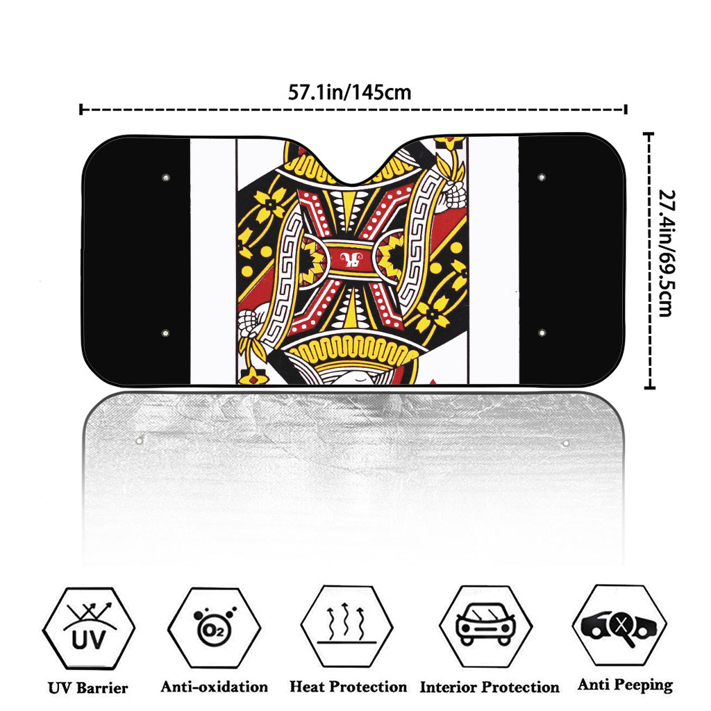 Queen Of Hearts Playing Card Print Car Windshield Sun Shade