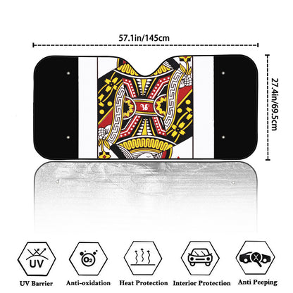 Queen Of Hearts Playing Card Print Car Windshield Sun Shade