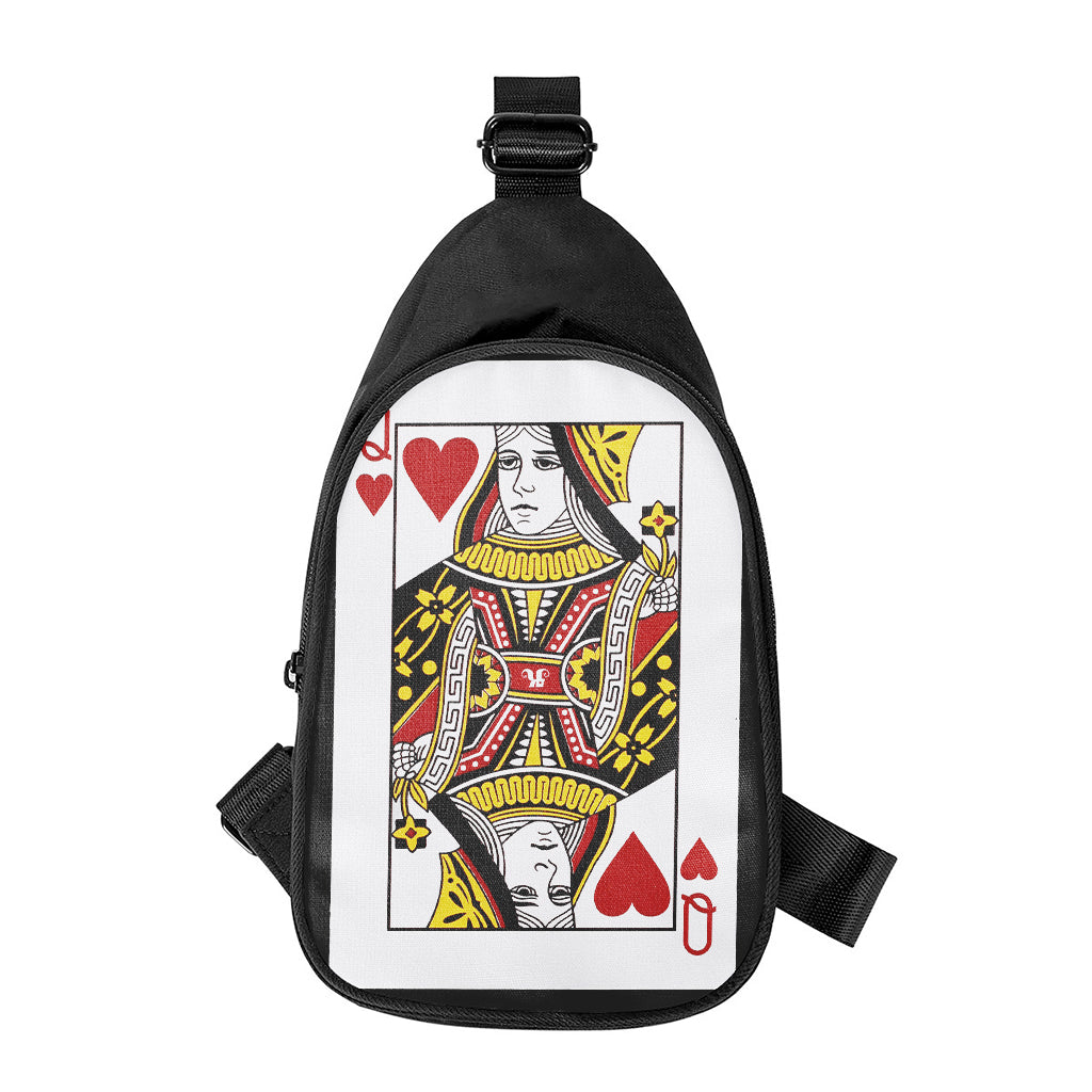 Queen Of Hearts Playing Card Print Chest Bag