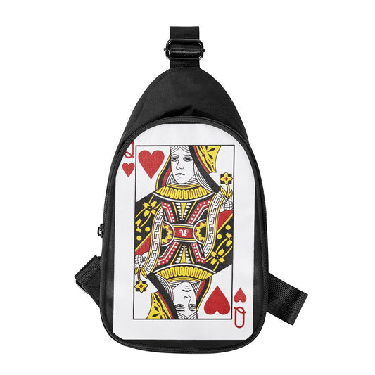 Queen Of Hearts Playing Card Print Chest Bag