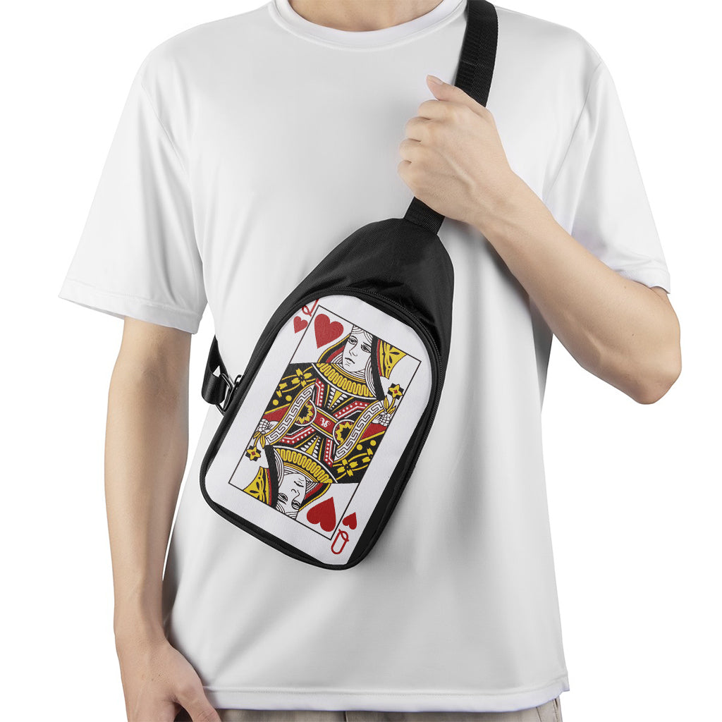 Queen Of Hearts Playing Card Print Chest Bag