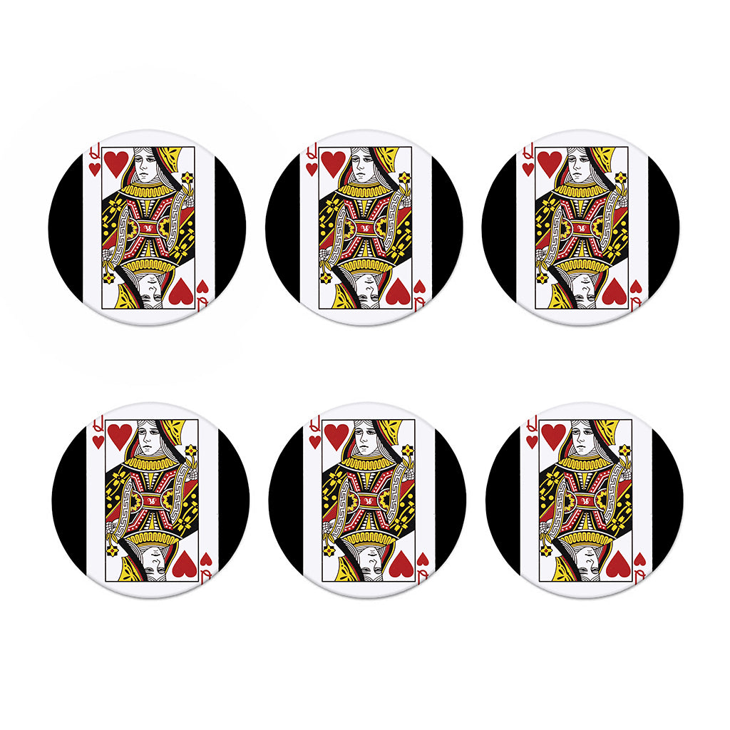Queen Of Hearts Playing Card Print Coaster Set