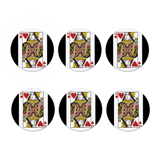 Queen Of Hearts Playing Card Print Coaster Set