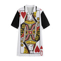 Queen Of Hearts Playing Card Print Cotton Hawaiian Shirt
