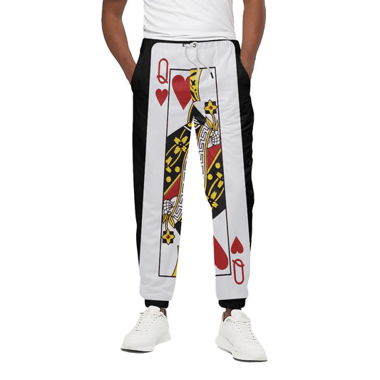 Queen Of Hearts Playing Card Print Cotton Pants