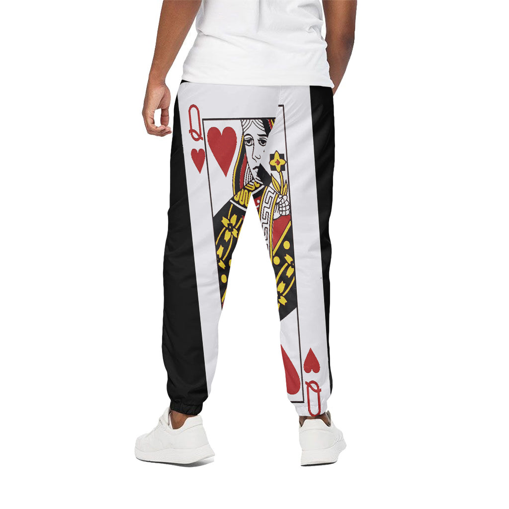 Queen Of Hearts Playing Card Print Cotton Pants
