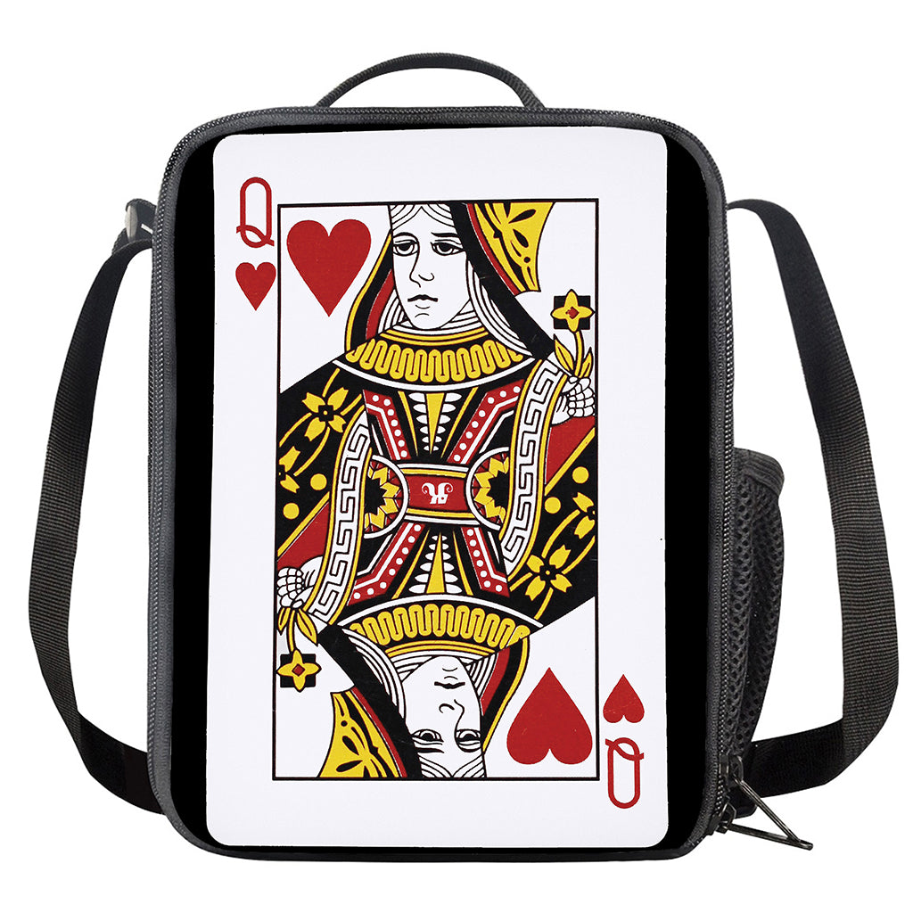 Queen Of Hearts Playing Card Print Crossbody Lunch Bag
