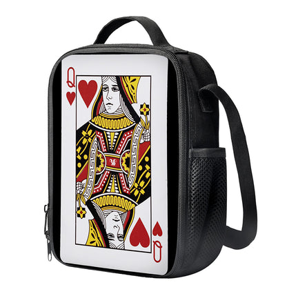 Queen Of Hearts Playing Card Print Crossbody Lunch Bag