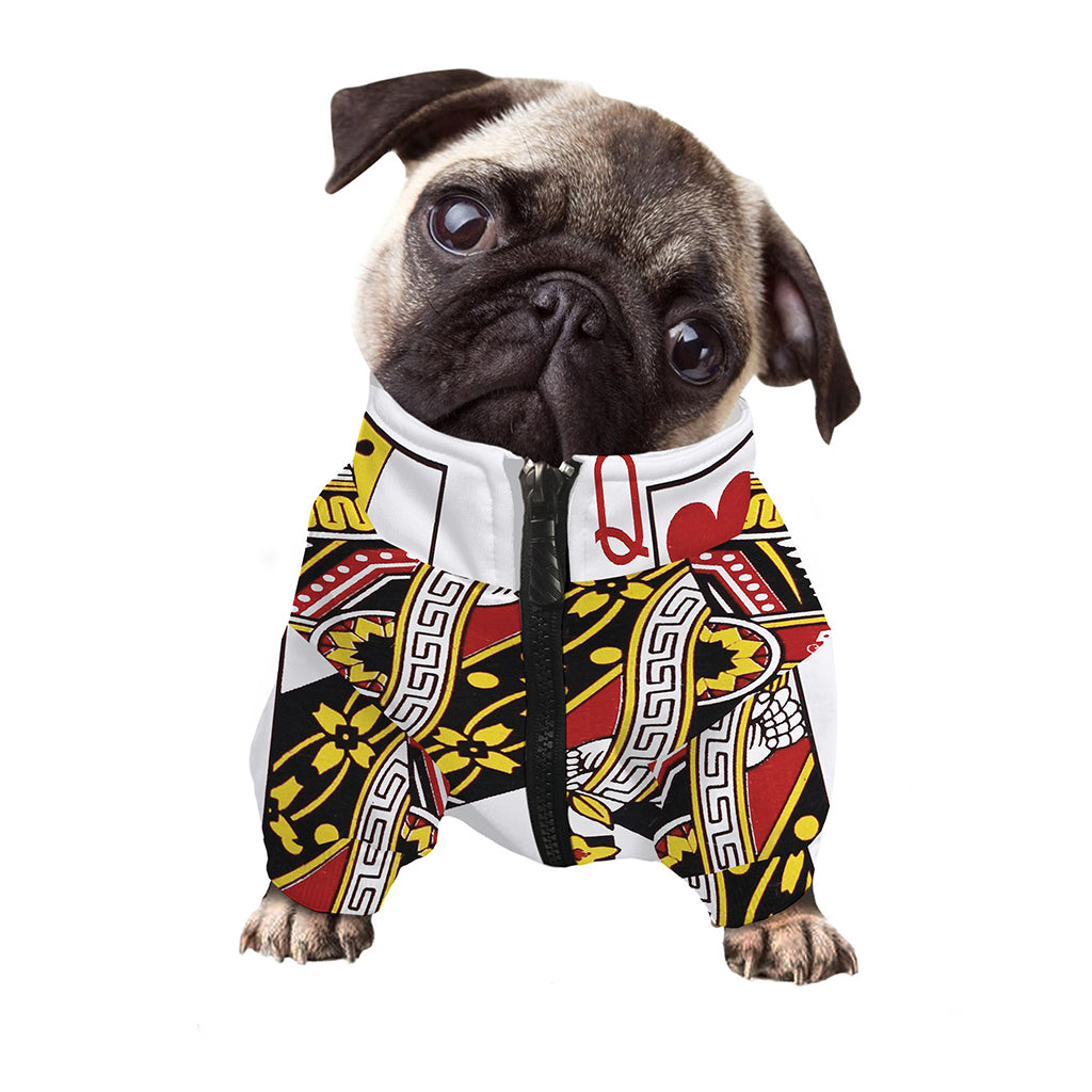 Queen Of Hearts Playing Card Print Dog Zip Up Jacket