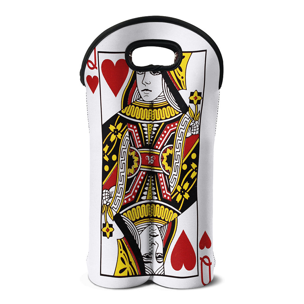 Queen Of Hearts Playing Card Print Double Neoprene Wine Tote