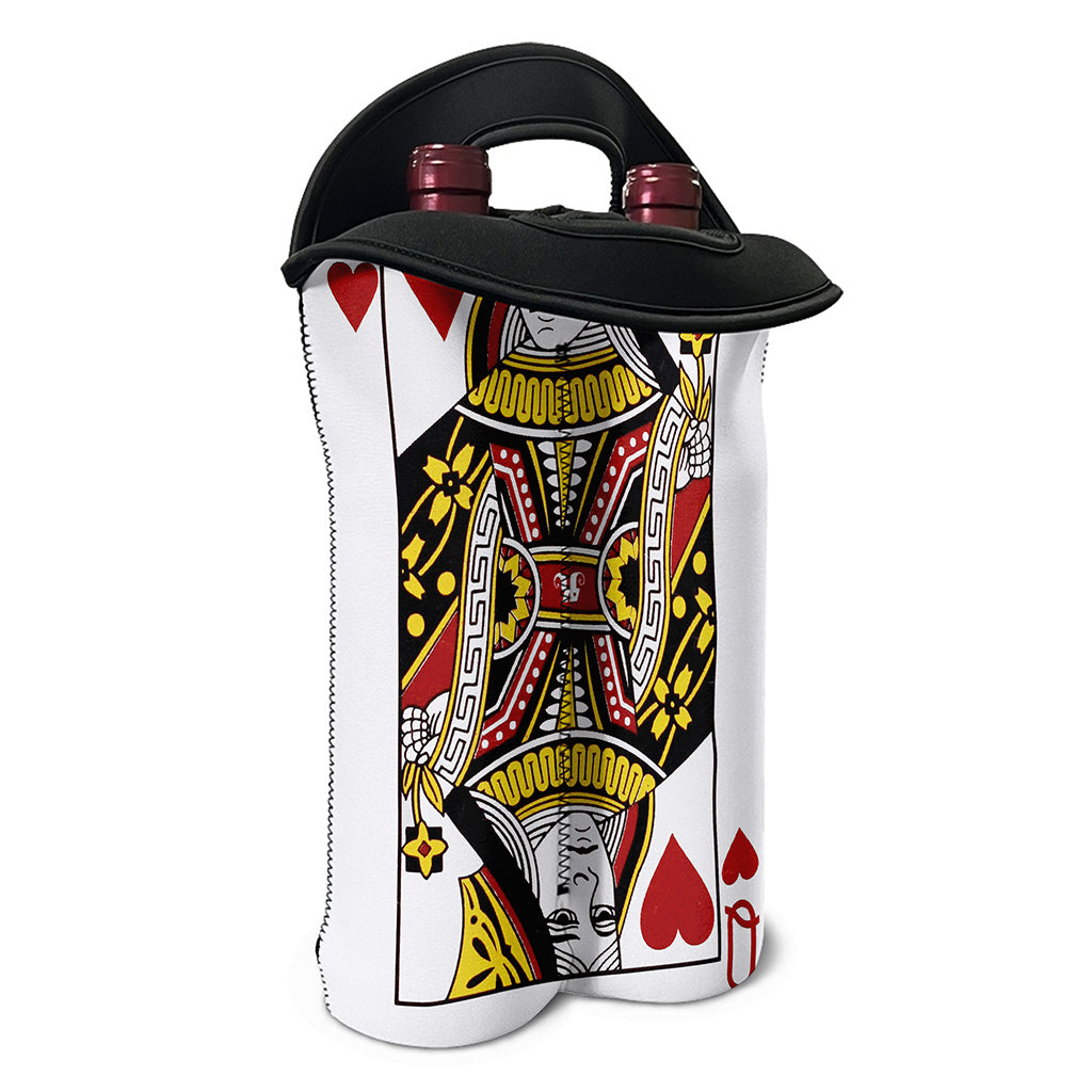 Queen Of Hearts Playing Card Print Double Neoprene Wine Tote