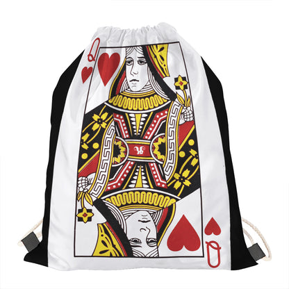 Queen Of Hearts Playing Card Print Drawstring Bag