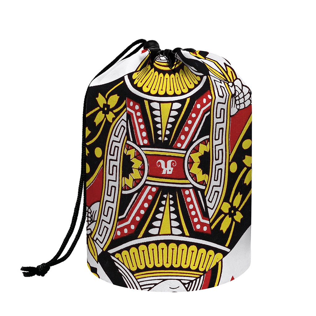 Queen Of Hearts Playing Card Print Drawstring Makeup Bag
