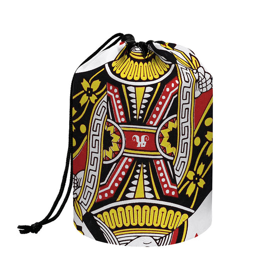 Queen Of Hearts Playing Card Print Drawstring Makeup Bag