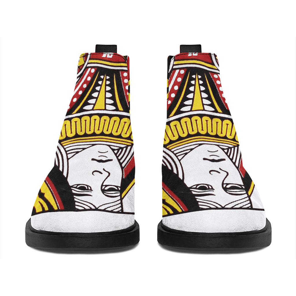 Queen Of Hearts Playing Card Print Flat Ankle Boots