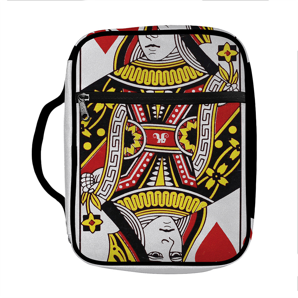 Queen Of Hearts Playing Card Print Front Pocket Bible Bag