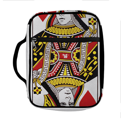 Queen Of Hearts Playing Card Print Front Pocket Bible Bag